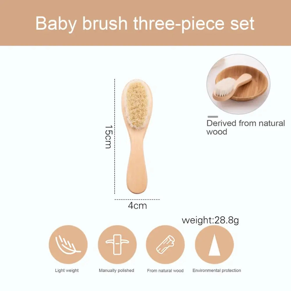 Newborn Soft Wooden Head Brush