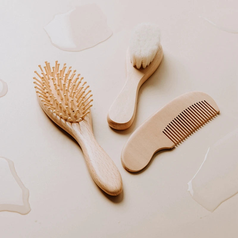 Newborn Soft Wooden Head Brush