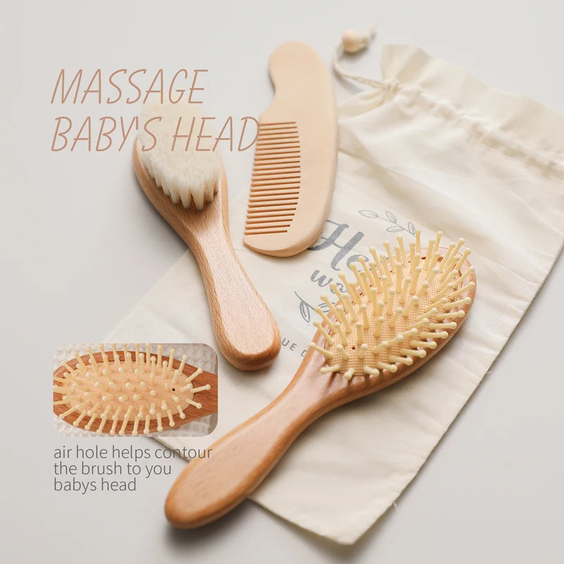 Newborn Soft Wooden Head Brush