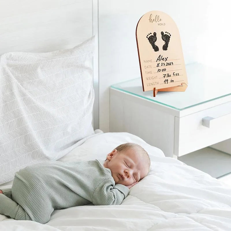 New Mom Baby Wooden Picture Sonogram and Footprints Frame