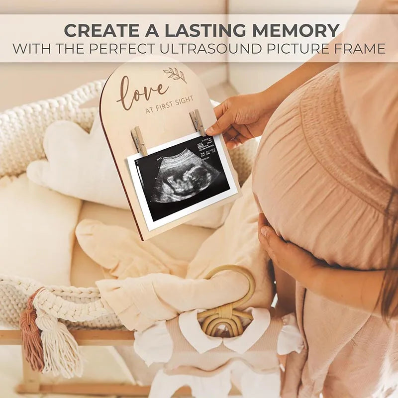 New Mom Baby Wooden Picture Sonogram and Footprints Frame